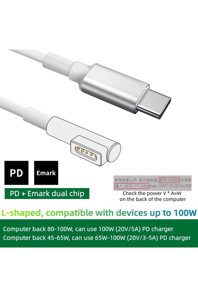 Choice1 1.8m PD100W-Mag1 L-shaped 100W Fast Charging USB-C to Magnetic Cable ...