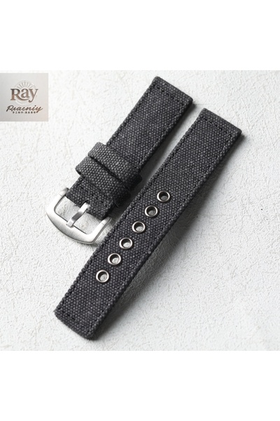 Choice3 20mm Brack Silver Buckle Rough style canvas strap, 20MM 22MM 24MM thi...