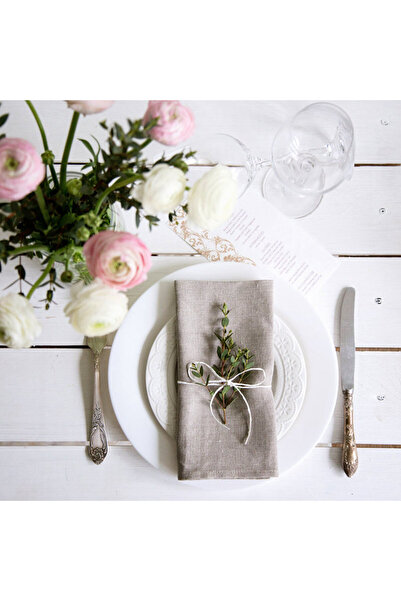 Choice3 Grey 28x28cm 6 Pieces Linen Napkin White Napkins Table Dinner Napkins...