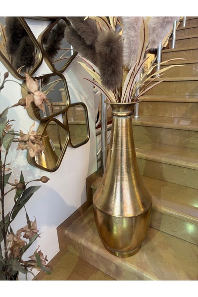 BİEV Dekoratif Modern Gold Vazo 70cm Yükseklik