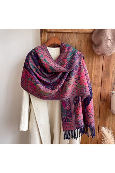 Choice4 PURPLE Tassel Blanket Design Thick Pashmina New Winter Warm Shawl Wra...