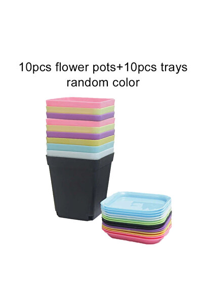 Choice Tray pot 10random Flower Pot Set Plastic Color Breathable Mini Gardeni...