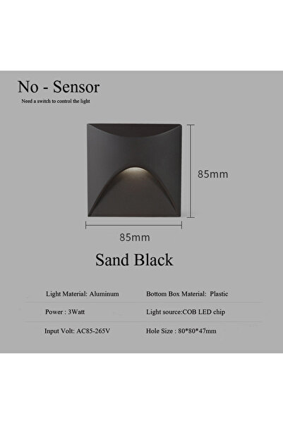Choice 3W Warm White 3000K Square - Black Outdoor Lighting Recessed Wall Lamp...