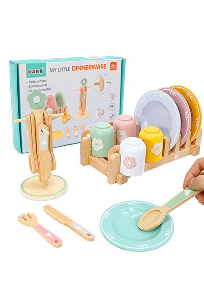 Choice dinnerware Wooden Kitchen Pretend Play Set Montessori Simulation Plate...