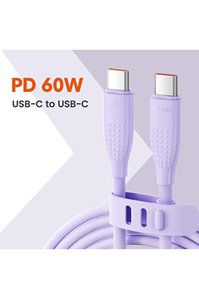 Toocki 1.2m 60W C-C Purple 100W USB C To Type C Cable Fast Charging Charger C...