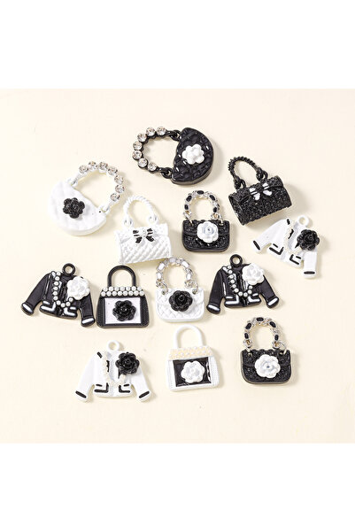Choice10 random mix 5pcs 5pcs Enamel Pearl Elegant Cloth Handbag Charms Penda...
