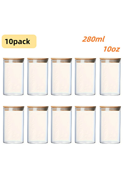 Choice 10pcs Glass jar with bamboo lid 280ml 10oz glass food storage containe...