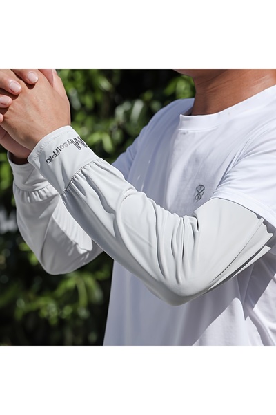 Choice light grey Cooling Arm Sleeves Breathable Sun Protection Ice Slik Slee...
