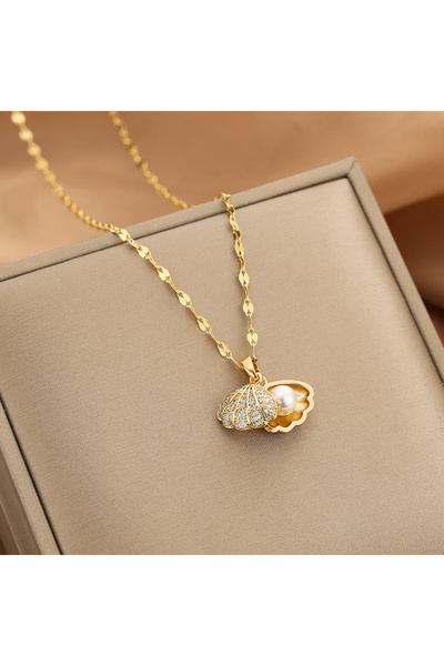 Choice NC23Y0281-1 Summer Fashion Crystal Zircon Shell Imitation Pearl Pendan...