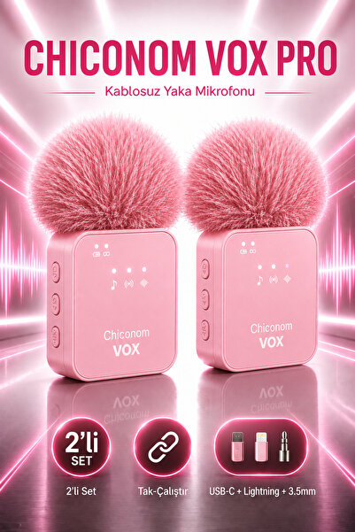 chiconom Onell Vox Pro 2’li Kablosuz Yaka Mikrofonu Type-C iPhone Android Uyumlu