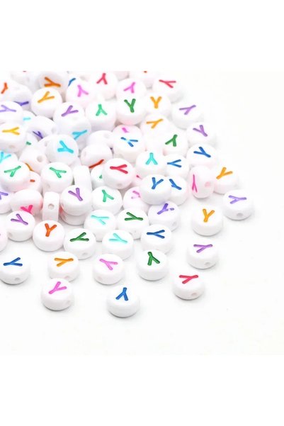 Choice12 100pcs Y 100-500PCS Colorful Round A-Z Alphabet Letter Acrylic Loose...