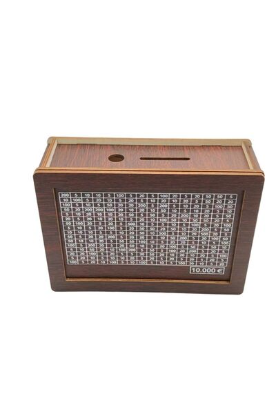Choice6 Brown 10000 Capacity Wooden Money Box Handmade Reusable Money Saving ...