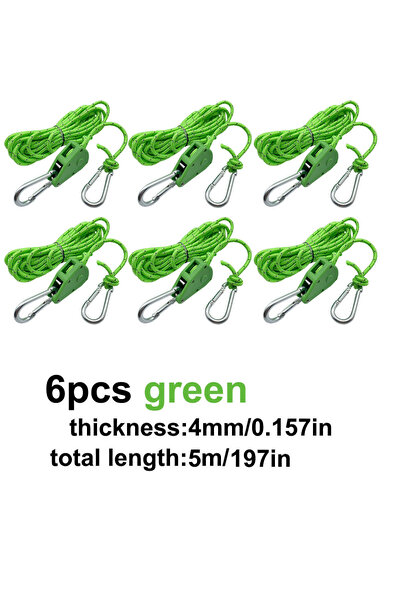 Choice 6pcs green 2/4/6pcs Reflective Wind Rope Camping Tent Rope Tie Down Fa...