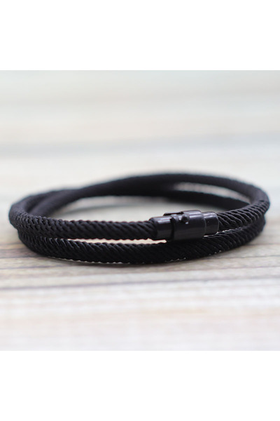 Choice S 18.5cm 7.3Inch black New Minimalist Men Rope Bracelet Double Layer S...