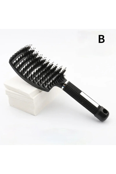 Choice Black Boar Bristle Detangling Hairbrush Scalp Massage Comb Bristle Nyl...