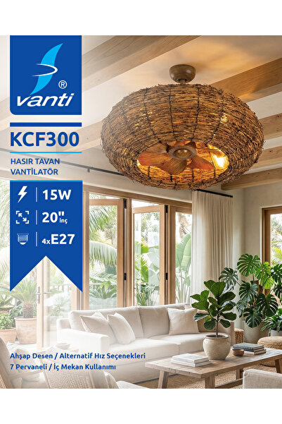 Vanti Hasır Tavan Vantilatör 4*E27 KCF300