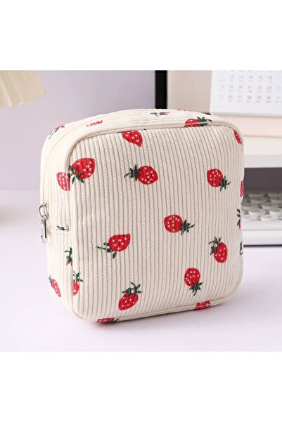 Choice strawberry Multi Functional Corduroy Small Square Bag, Sanitary Cotton...