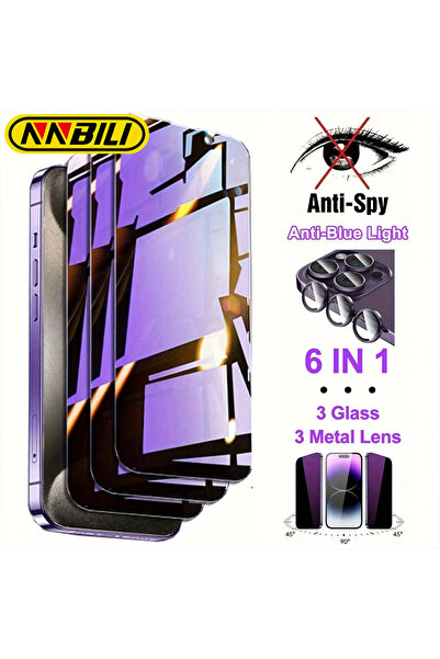 Choice9 6in1 for iPhone 15 Pro NNBILI 6in1 [3pcs -blue Light Privacy Tempered...