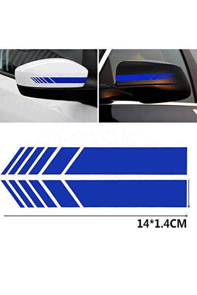 Choice4 blue 2pcs Car Stripe Stickers Rearview Mirror Reflective Vinyl Decals...