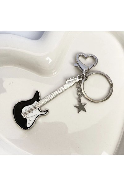 Choice style 1 Punk Style Electric Guitar Keychain Vintage Heart Star Instrum...