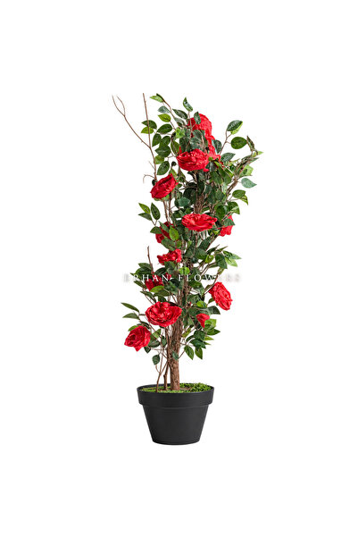 ERHAN FLOWERS Yapay Agaç 140 Cm Kırmızı Gül Agacı