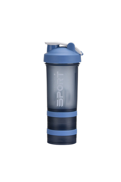 Choice 0.5L Blue Bottle 500ML 3-layer Sports Water Bottle Protein Shaker Outd...