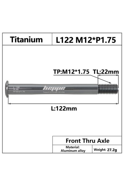 Choice L122 M12x1.75 TL22 HEPPE MTB Road Bike Titanium Thru Axle Ultra Light ...
