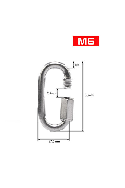 Choice M6 304 Stainless Steel Oval Locking Carabiner Clip, Quick Links, Rope ...