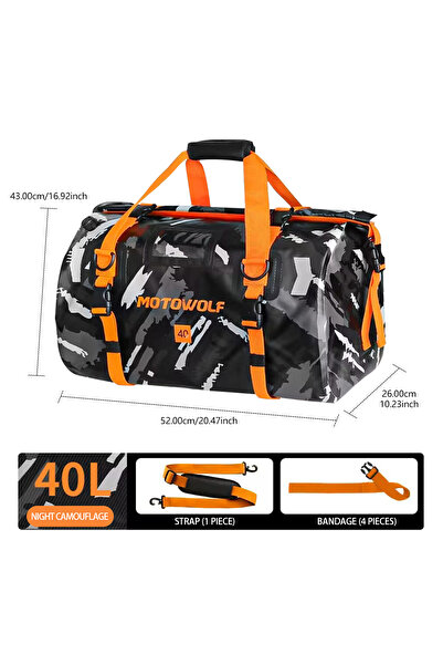 Choice camouflage 40-logo Motorcycle Dry Bag Waterproof Reflective Tail Duffl...