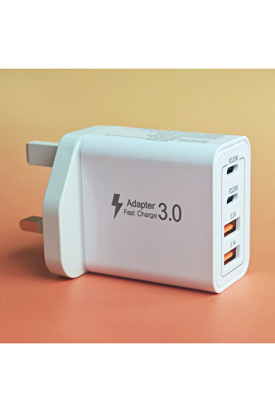 Choice WHITE 35W UK Wall Plug Multi-Port USB-C/USB-A Phone Adapter Wall Charg...