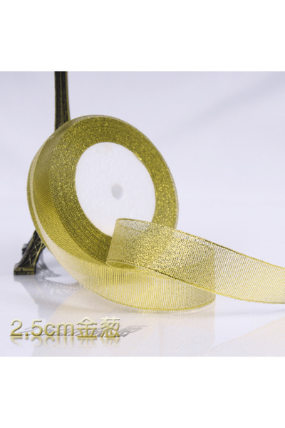 Choice Onion ribbon OnionGold 2.5cm 22metersRoll Gold Silver Glitter Satin Ri...