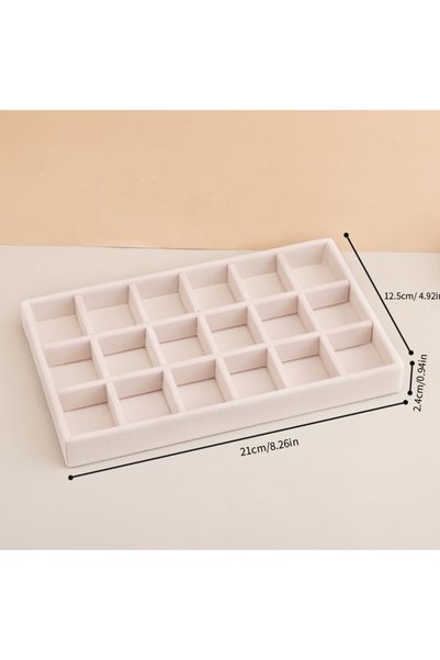 Choice Red Velvet Jewelry Tray Storage Drawer Small Stackable Beige Jewelry B...