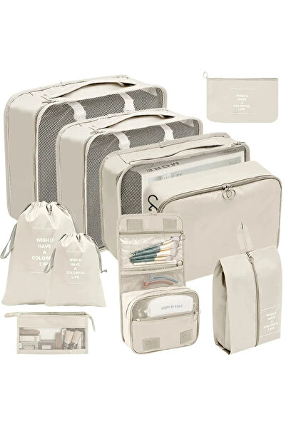 Choice 10 pcs beige 7/8/9/10 Pcs Set Travel Organizer Storage Bags Suitcase P...