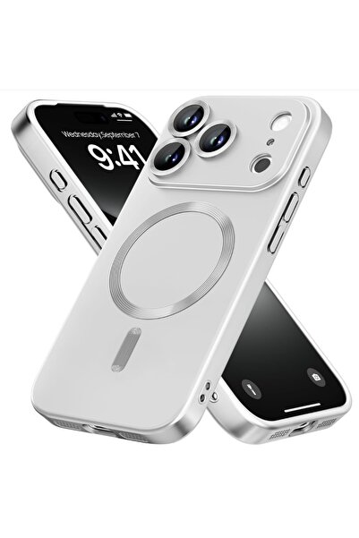 Choice7 iPhone17 Pro Max Case & Camera Protector Silver Magnetic Phone Case F...