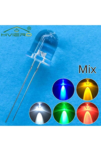 Choice Mix color 50Pcs 10mm Round Top Super Bright Lamp Beads Clear Emitting ...