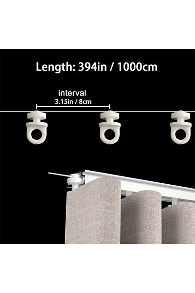 Choice 10meters Distance 80mm 393.7 inch Silent Curtain Track Pulley Featurin...