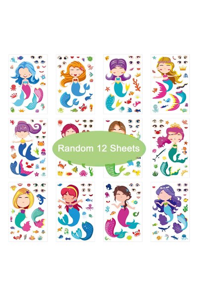 Choice 12Pcs BLTZ Mermaid 12Sheets Children DIY Puzzle Sticker Games 12 Anima...