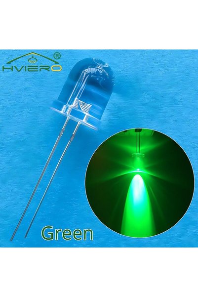 Choice green 50Pcs 10mm Round Top Super Bright Lamp Beads Clear Emitting Diod...