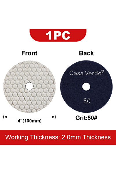 Choice3 1 Pc Black-Grit 50 Casaverde 1PC 4"/100mm Diamond Polishing Pads Dry ...