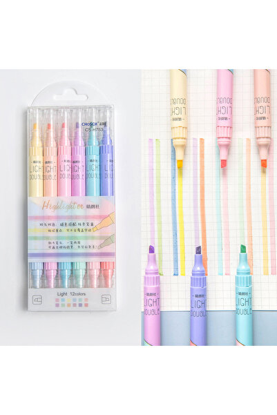 Choice 6PCS-12 Colors KissButy 6Pcs/Set Highlighter Pen Set Double headed Kaw...