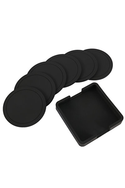 Choice 9x9x0.3cm 7Pcs 7Pcs Non-slip Silicone Drinking Coaster Set Holder Cup ...