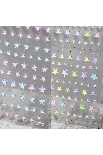 Choice6 1Pcs Metal Star Nail Stickers Exquisite 5D Bronzing Silver Five-point...