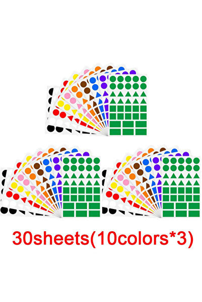 Choice 30sheets 360-1080pcs Colored Triangles Rectangular Dot Stickers for Ki...
