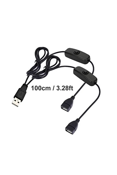 choice2 100cm - 1pcs 1 to 2 USB Power Extension Cable with Two On/Off Switch ...