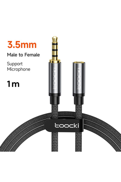 Choice toocki 4-Section 1m Grey Toocki Aux Cable 3.5mm Male to Female Jack Au...