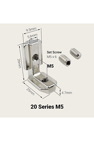 Choice 20-M5 Silver 10Pcs 2020 3030 4545 4040 Series Inside Hidden Bracket L ...
