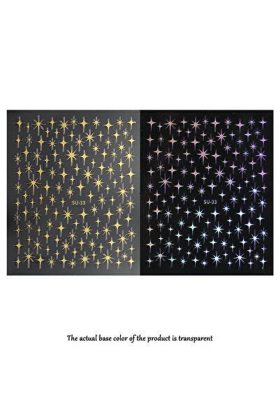 Choice Slate 3D Metal Silver Starlight Nail Art Stickers Shiny 3D Laser Star ...