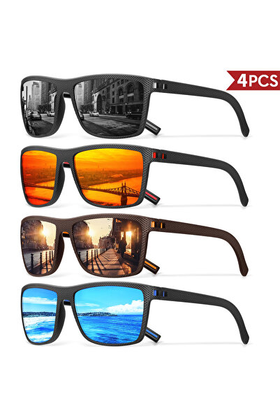 Choice 4PCS-C14 3/4 Pack New Designer Box Polarized Colorful Sunglasses for M...