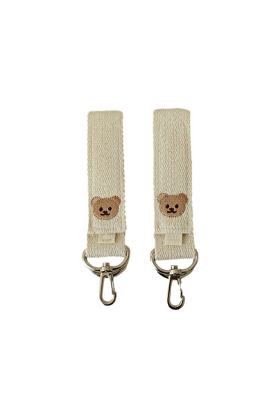Choice White Embroidered Bear Cartoon Hook Durable Universal Pushchair Clip B...