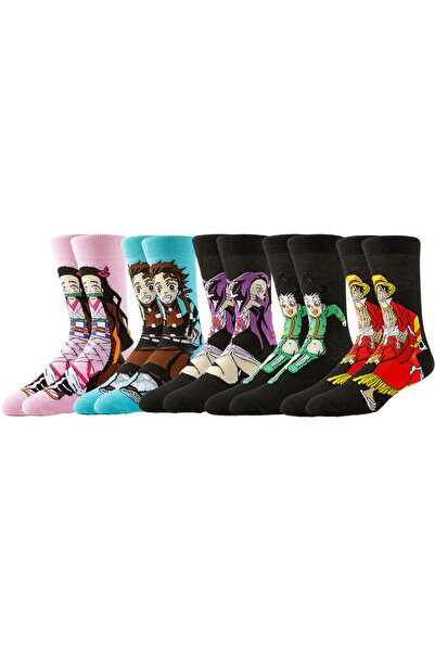 BANDAI EU37-45 US7-10 WDMIX036 5/10 Pairs Cartoon Anime Demon Slayer Socks fo...
